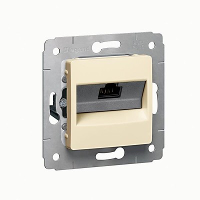 Розетка RJ45 Cat.6 одиночная UTP, слоновая кость