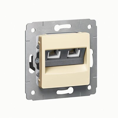 Розетка RJ45 Cat.6 двойная UTP, слоновая кость