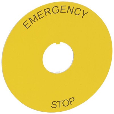 Osmoz этикетка, круг 80мм жёлтый, "EMERGENCY STOP" надпись